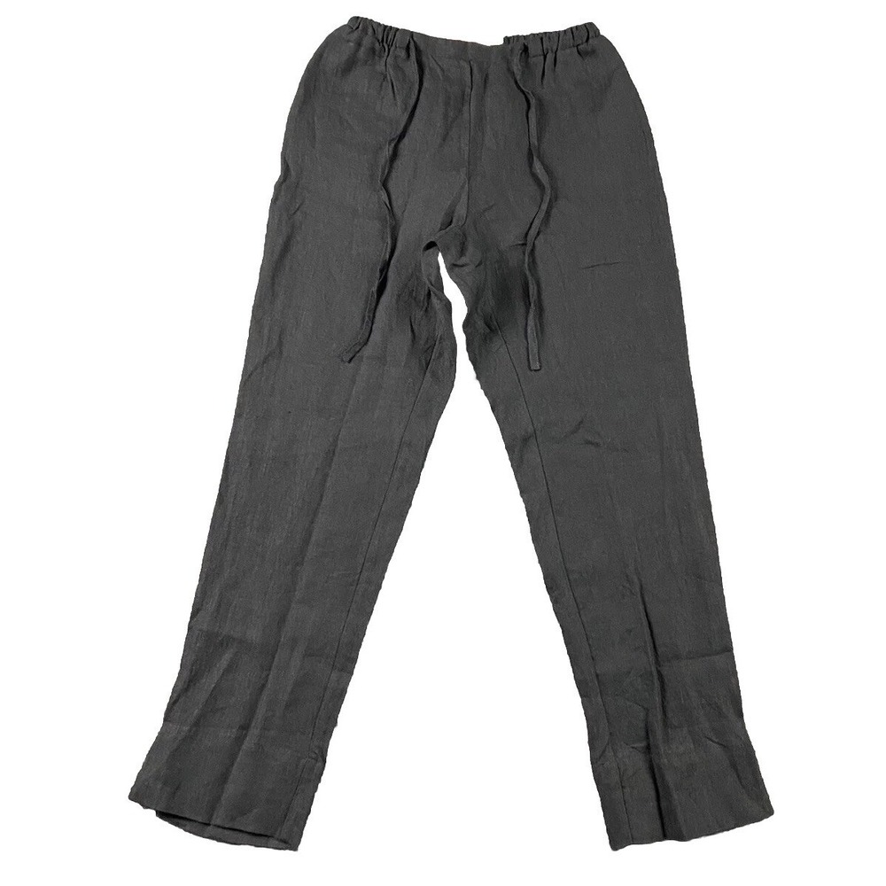 SOST South Street Linen Pull On Pants Women's Size 00 Black Lagonlook Ankle Slit